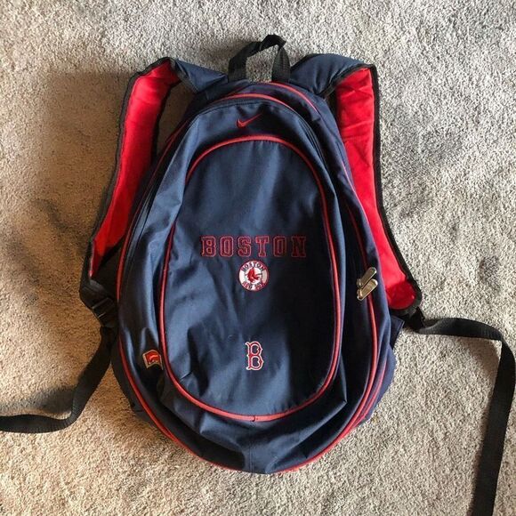 VINTAGE NIKE TEAM BOSTON RED SOX BACKPACK MLB BASEBALL LICENSED RED NAVY BLUE - Picture 1 of 7